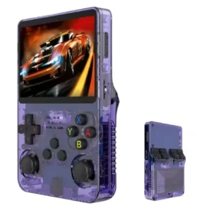 R36S Retro Handheld Console – Purple – ARKOS OS – 3.5” IPS Screen – Retro Gaming System