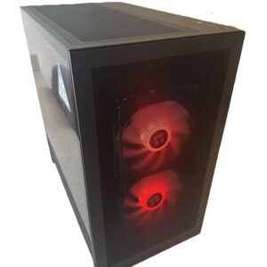 Front angle of RGGN Gaming PC with Ryzen 5 7600X and RTX 4060 Ti in the NZXT H3 Flow high‑airflow case with ARGB fans