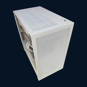 White NZXT H3 gaming PC RTX 3070 — front three-quarter view